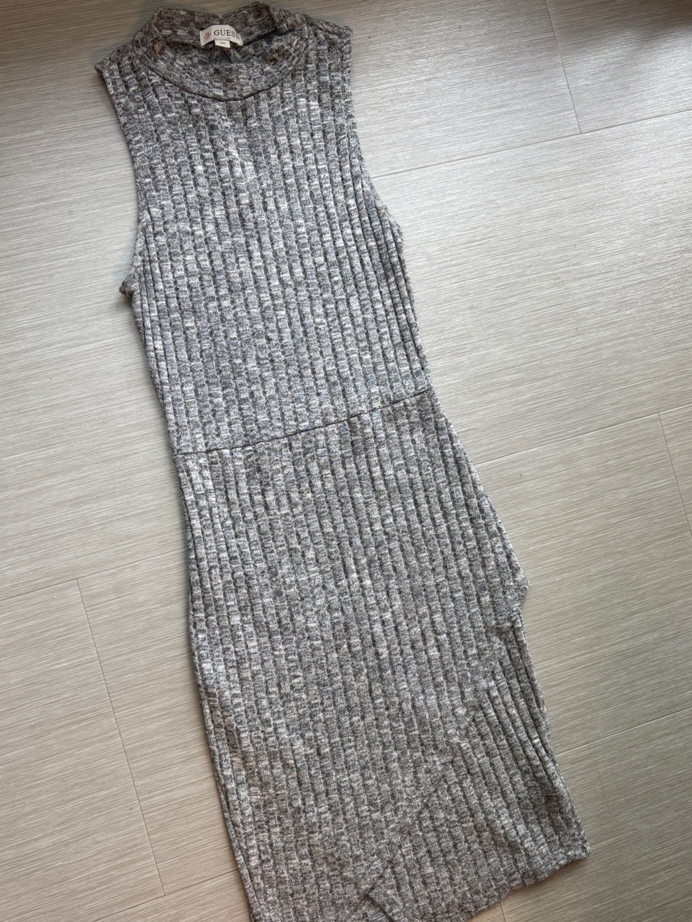 Guess Grey Ribbed Crewneck Knit Dress